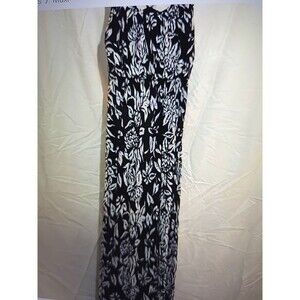 Loft maxi dress in a tropical print sz SXP Black w/white/blue accents beachy
